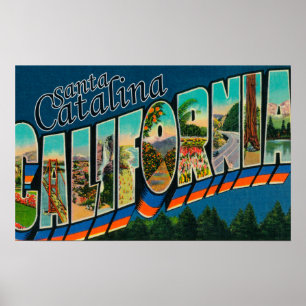 Santa Catalina, Kalifornien - Große Briefmarkensze Poster