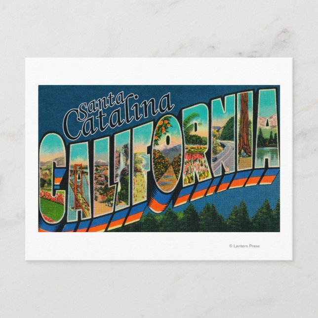 Santa Catalina, Kalifornien - Große Briefmarkensze Postkarte (Vorderseite)