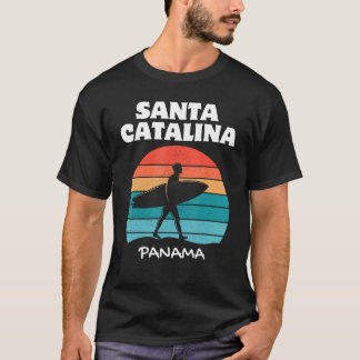 SANTA CATALINA PANAMA Surf Retro Sunset Surfing T-Shirt