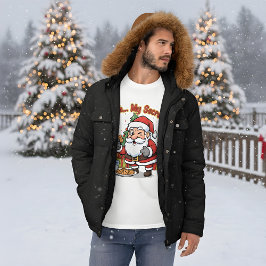 Santa Caught Stealing Cookies Funny Cartoon T-Shirt