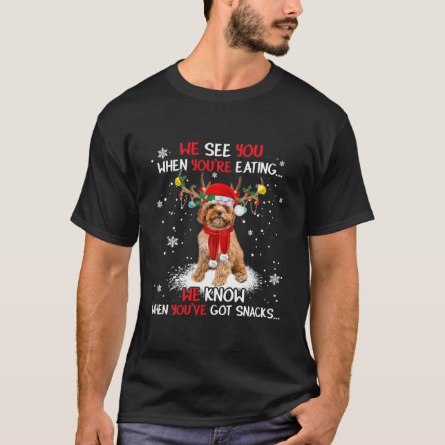 Santa Cavoodle Reindeer Light Christmas Pajama  T-Shirt (Vorderseite)