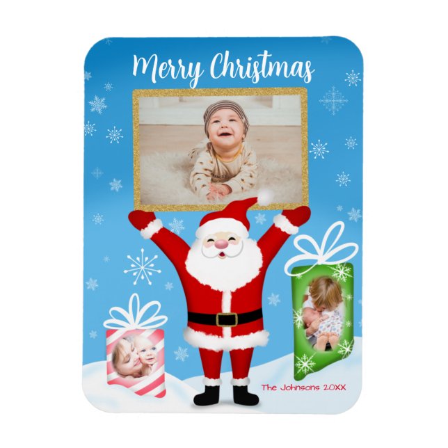Santa Celebrating Merry Christmas 3 Photo Magnet (Vertikal)
