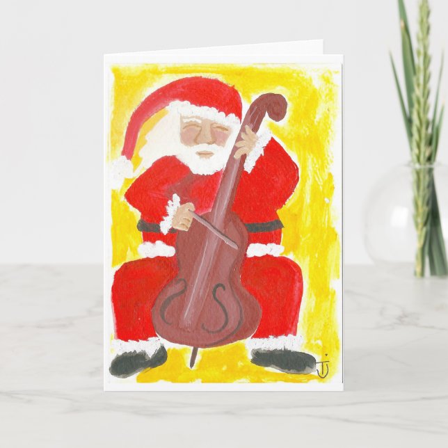 Santa Cello Weihnachtskarte Feiertagskarte (Vorderseite)