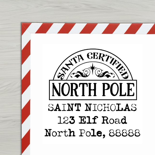 Santa Certified North Pole Address Briefmarke Gummistempel (Letter from Santa - Stamp)