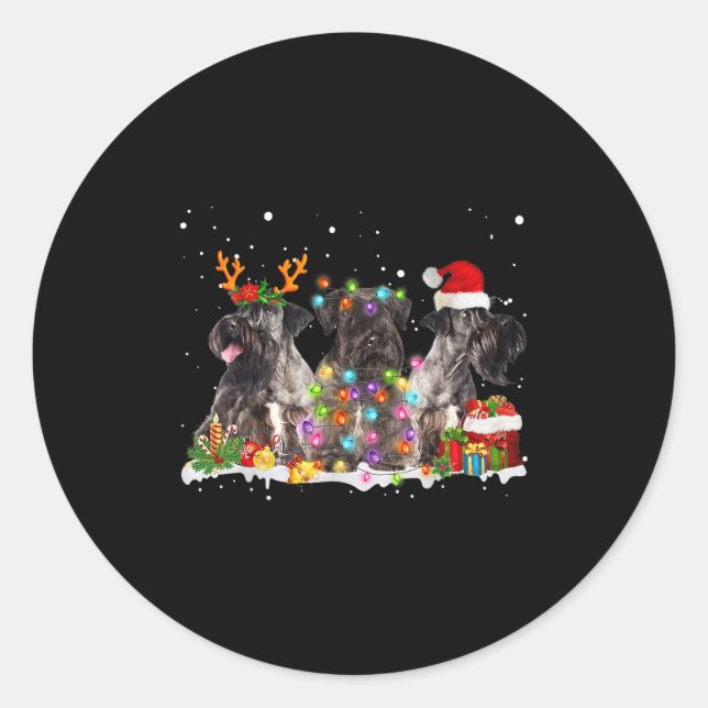 Santa Cesky Terrier Dog Gorgeous Reindeer Christma Runder Aufkleber (Vorderseite)