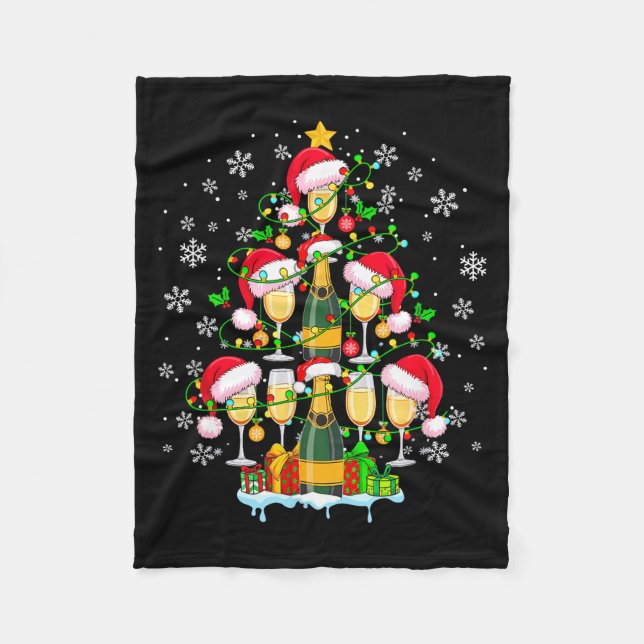 Santa Champagnes As Christmas Tree Matching Drinke Fleecedecke (Vorderseite)