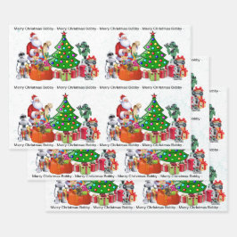 Santa Checking for ROBOTS add Child's Name 3 Geschenkpapier Set