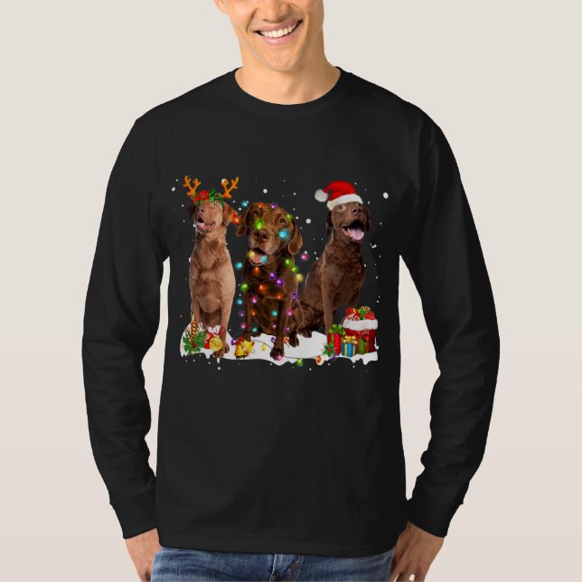 Santa Chesapeake Bay Retriever Dog Reindeer T-Shirt (Vorderseite)