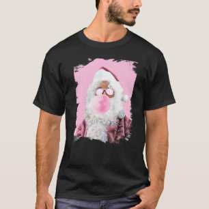 Santa Chewing Pink Blubble Gum Weihnachten T-Shirt