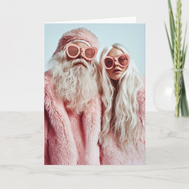 Santa Chic Mr. & Mrs. Claus Dreh Leiter beim Festi Karte (Vorderseite)