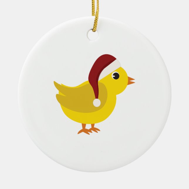 Santa Chick Keramikornament (Vorne)