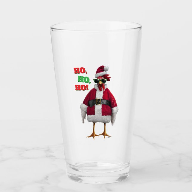 Santa Chicken Glas (Vorderseite)