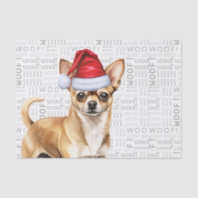 Santa Chihuahua Dog Festlicher Weihnachtsfeiertag Seidenpapier (Vorderseite)