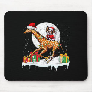 Santa Chihuahua Riding Giraffe Weihnachtsbesitzer Mousepad