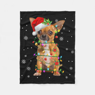 Santa Chihuahua Weihnachtslichter Xmas Hunde Liebh Fleecedecke
