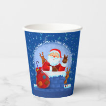 Santa Chimney Rentier Sack Add Year Blau