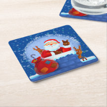 Santa Chimney Rentier Sack Add Year Blau