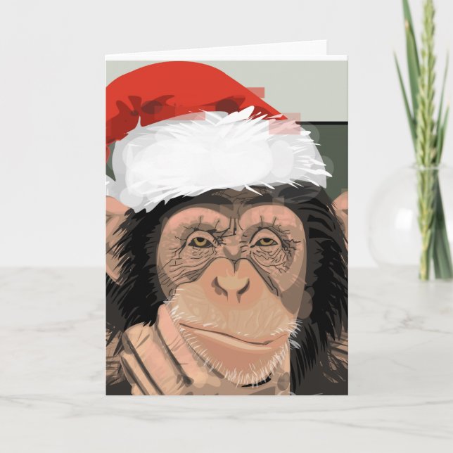 Santa Chimp Feiertagskarte (Vorderseite)