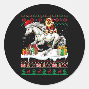Santa Chow Chow Reiten Weihnachten Runder Aufkleber