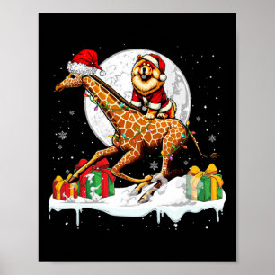 Santa Chow Chow Riding Giraffe Weihnachtsmann Kind Poster