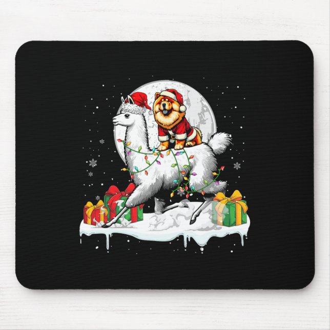 Santa Chow Chow Riding Llama Weihnachtsbesitzer Ki Mousepad (Vorne)