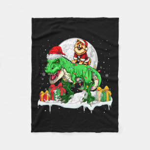 Santa Chow Chow Riding T-rex Weihnachtsbesitzer Ki Fleecedecke