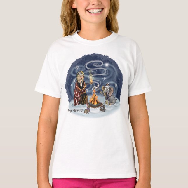 Santa Chris & Wilbur Fireside Friends Girl's T-Shirt (Vorderseite)