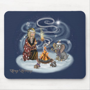Santa Chris & Wilbur Fireside Friends Mouse Pad Mousepad