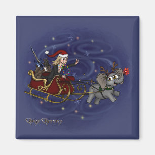 Santa Chris & Wilbur Sleigh Ride Magnet