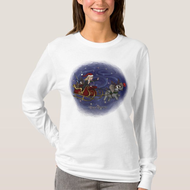Santa Chris & Wilbur Sleigh Ride Women Long Sleeve T-Shirt (Vorderseite)