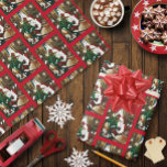 Santa Christmas Dragon Fantasy Geschenkpapier<br><div class="desc">Santa mit einem jungen grünen Drachen auf seinem Schoß. In der Höhle des Weihnachtsmannes gibt es eine Tüte Spielzeug,  Gänseleber,  weiße Einhorn und zwei Katzen in Bücherregalen. Hinter dem Hotel befindet sich ein Kamin,  Bücherregale mit Büchern und Wandteppichen eines Schneemanns</div>