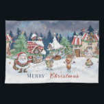 Santa Christmas Elf Rudolph Geschirrtuch<br><div class="desc">Magische Weihnachtsnachtsnacht - Herr und Frau Weihnachtsmann, Rudolph und ein kleiner Elf wünschen Ihnen ein frohes Weihnachtsfest.</div>