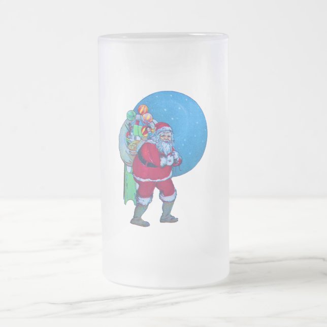 SANTA, CHRISTMAS GIFT SACK UND SPIELZEUG IM STARRY MATTGLAS BIERGLAS (Mittel)