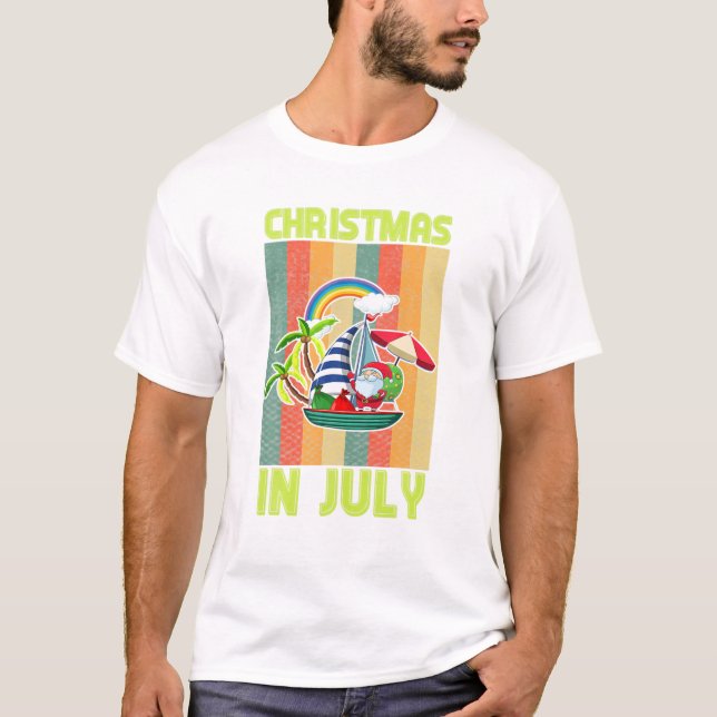Santa Christmas In July Summer T-Shirt (Vorderseite)