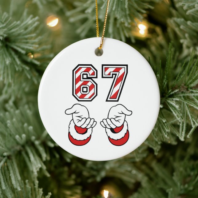 Santa Christmas Meme Six Seven 67 6 7 Holiday Keramik Ornament (Baum)