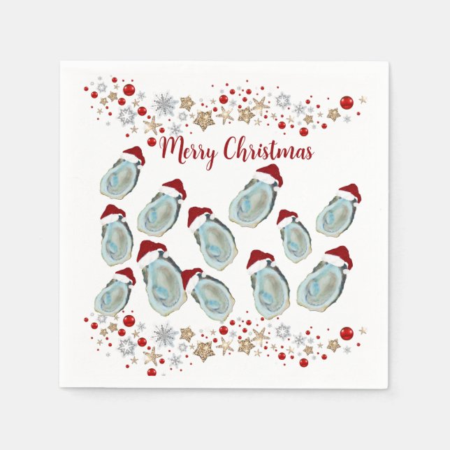 Santa Christmas oyster shells Serviette (Vorderseite)