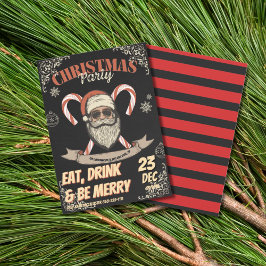 Santa Christmas Party Vintage Red  Einladung