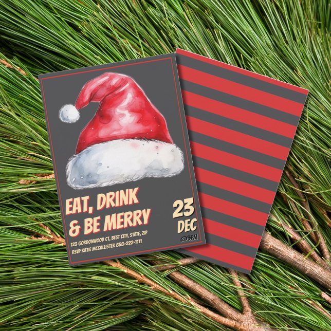 Santa Christmas Party Vintage Red  Einladung (Von Creator hochgeladen)