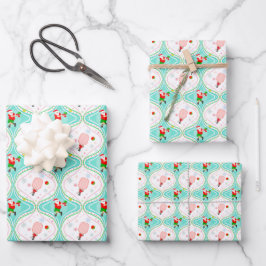 Santa Christmas Pickleball Ogee Pattern Geschenkpapier Set
