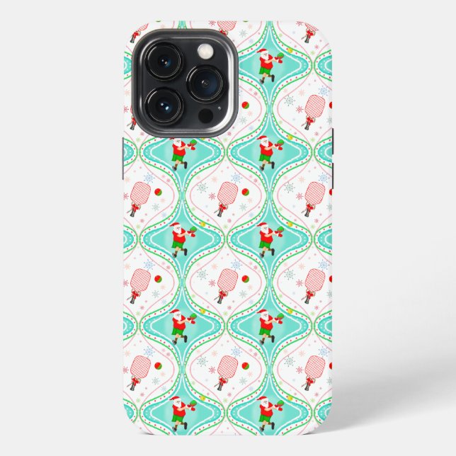 Santa Christmas Pickleball Ogee Pattern iPhone 13 Pro Max Hülle (Rückseite)