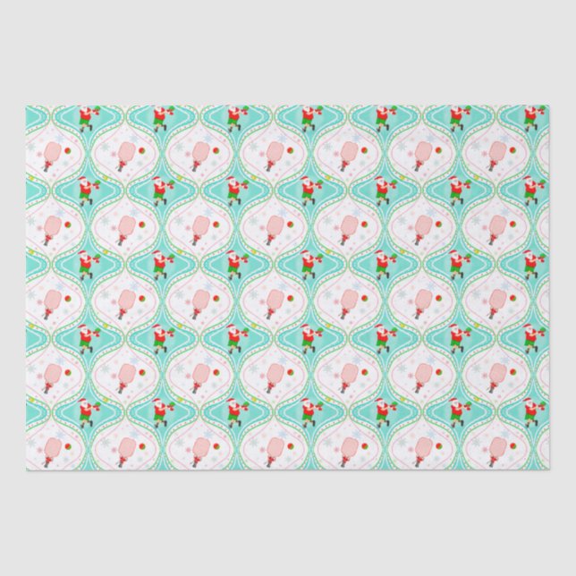 Santa Christmas Pickleball Ogee Pattern Seidenpapier (Vorderseite)