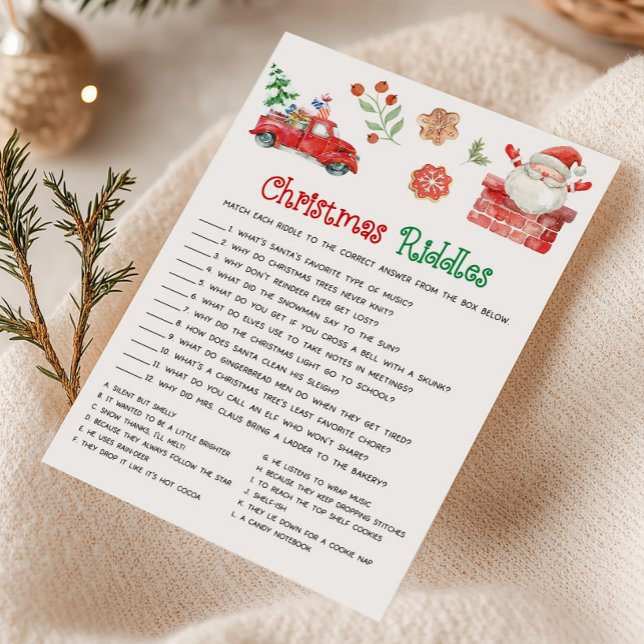 Santa Christmas Riddles Game Feiertagskarte (Christmas Party Games)