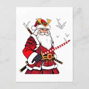 Santa Christmas Santa Claus Japanisch Art Samurai Ankündigungspostkarte