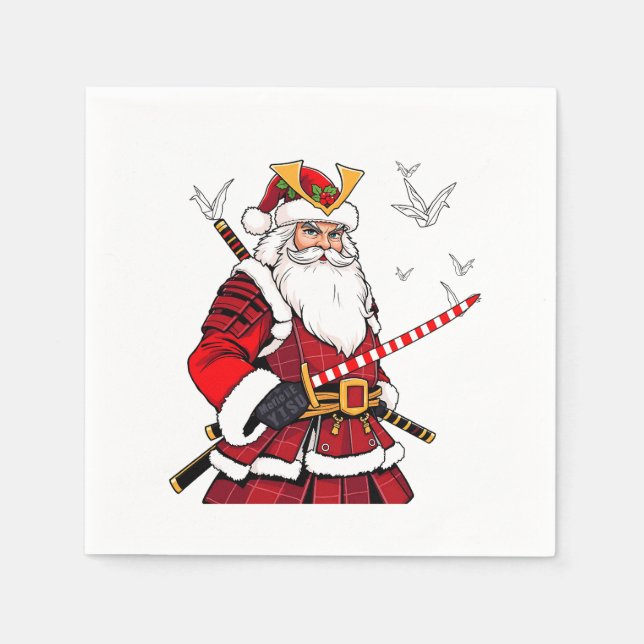 Santa Christmas Santa Claus Japanisch Art Samurai Serviette (Vorderseite)