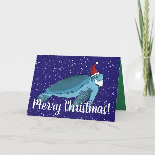 Santa Christmas Sea Turtle Karte (Vorderseite)