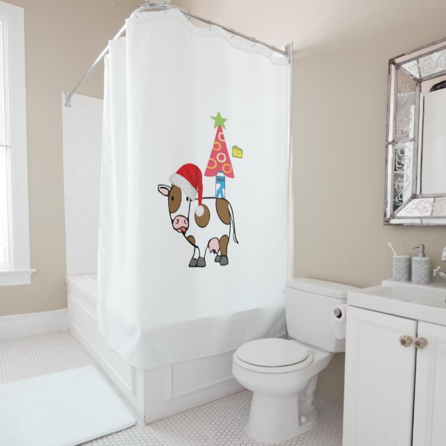 Santa Christmas Shower Curtain Milk Cheese Country Duschvorhang (Beispiel)