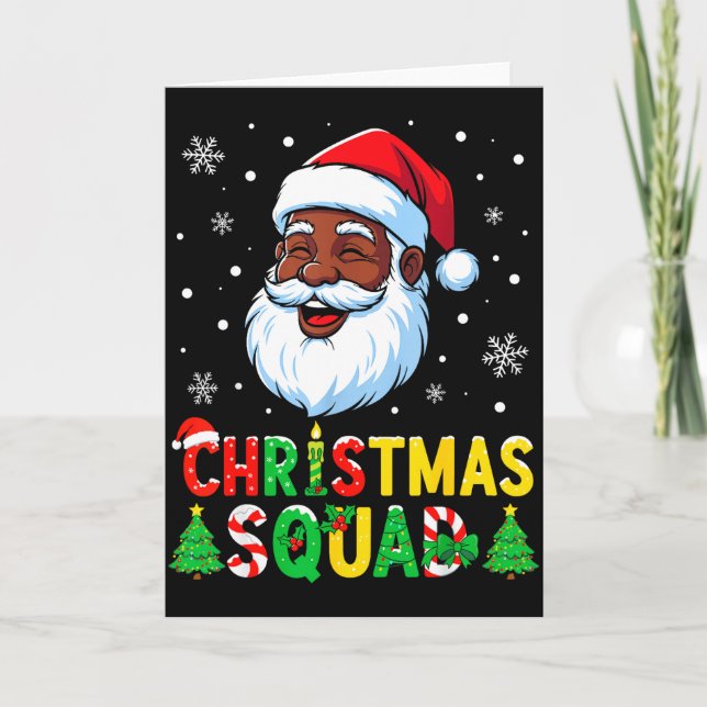 Santa Christmas Squad Black Men African American F Karte (Vorderseite)