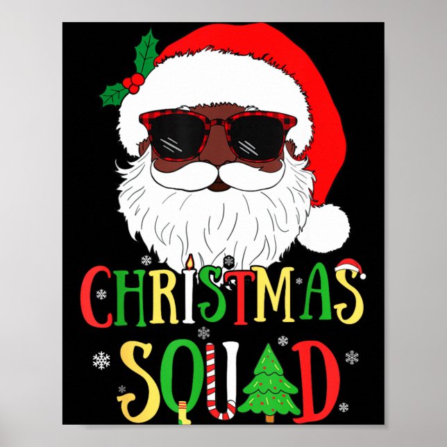 Santa Christmas Squad Black Men African American P Poster (Vorne)
