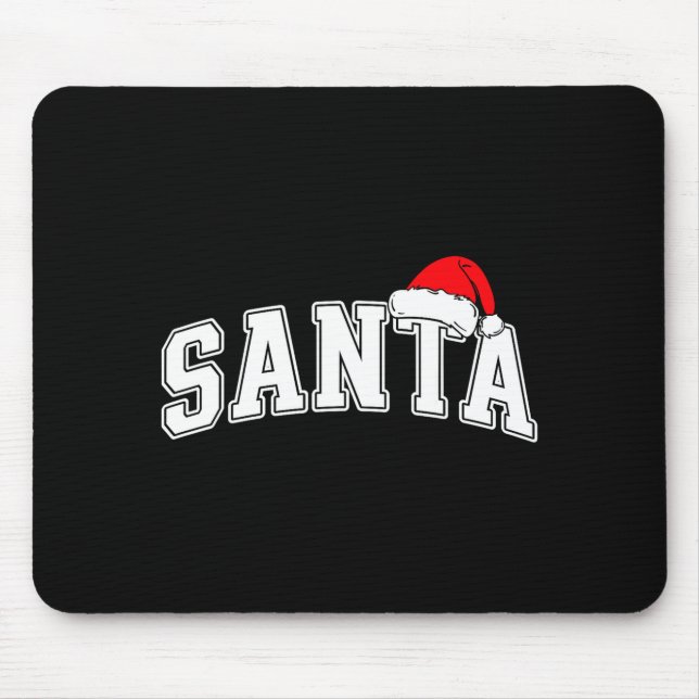 Santa Christmas Varsity Text With Hat Family Xmas  Mousepad (Vorne)