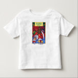 Santa Christmas Wish Kleinkind T-shirt<br><div class="desc">Weihnachts-Weihnachtskunst auf T - Shirt und Geschenken zeigt unser originelles Kunstwerk der glühenden alten Elfe, St. Nicholas auf dem Boden, mit einem braunen Welpenhund auf seinem großen runden Bauch, der versucht, den Polka-Dot umhüllten Hündchen in der Hand des Weihnachtsmanns zu bekommen, seinen Weihnachtswunsch. Dekorieren Sie Ihre Zuhause oder die Mailboxen...</div>